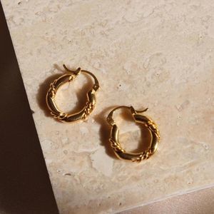 CLOSING SALE! 18K Gold Plated Hammered Twist Hoop Earrings